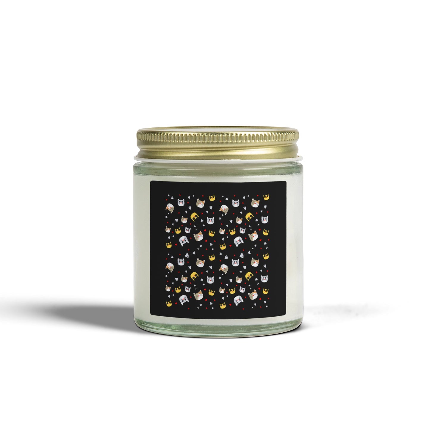 Coconut Apricot Scented Candle (4oz/9oz) — Mini Jar with Cute Cat Pattern