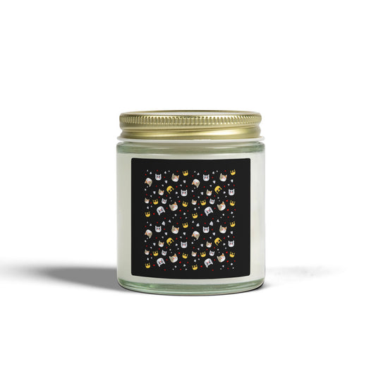 Coconut Apricot Scented Candle (4oz/9oz) — Mini Jar with Cute Cat Pattern