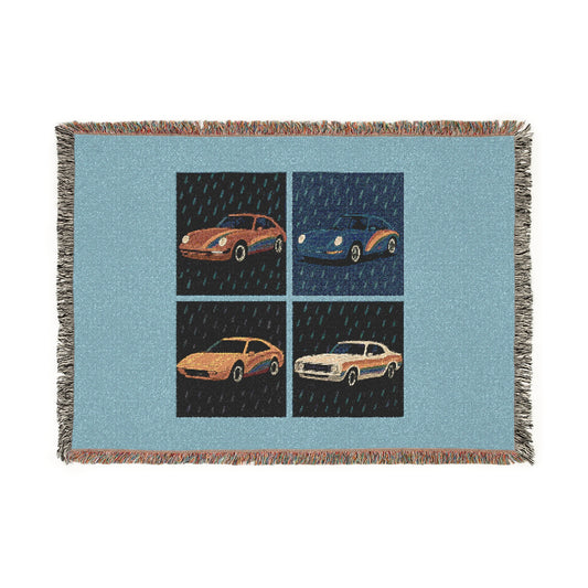 Cozy Car Lover's Woven Blanket, Vintage Car Throw Blanket, Perfect for Automotive Enthusiasts, Gift for Father's Day, Home Decor