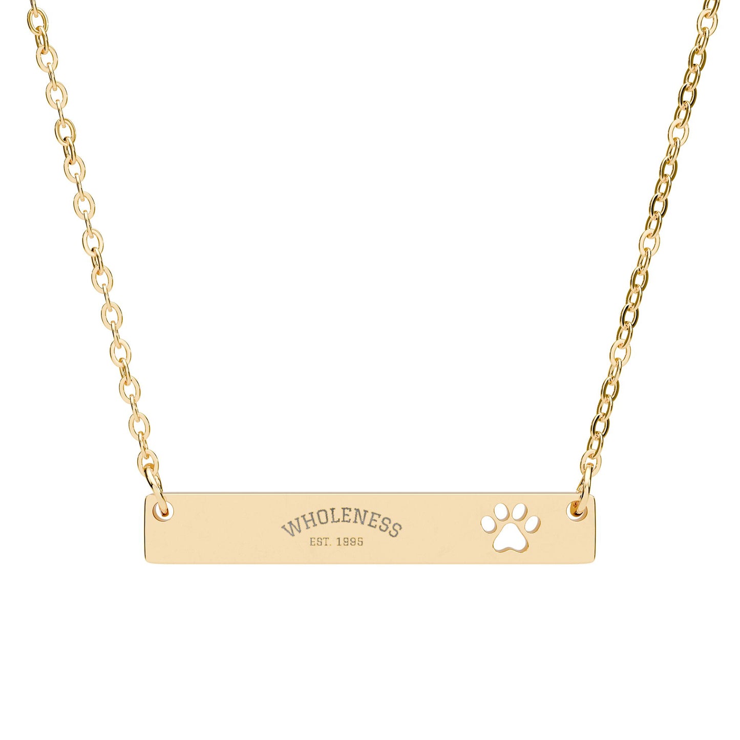Paw Cutout Bar Necklace — Personalized Engraved Cat Paw Pendant