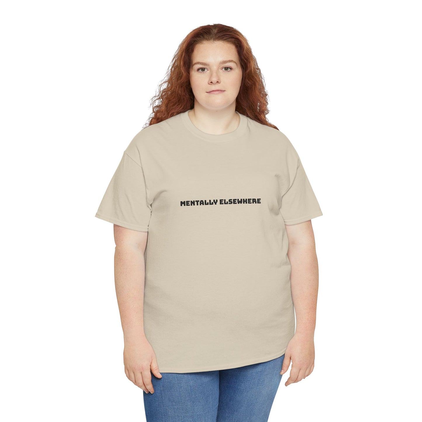 Mentally Elsewhere Tee — Minimalist White Graphic T-Shirt