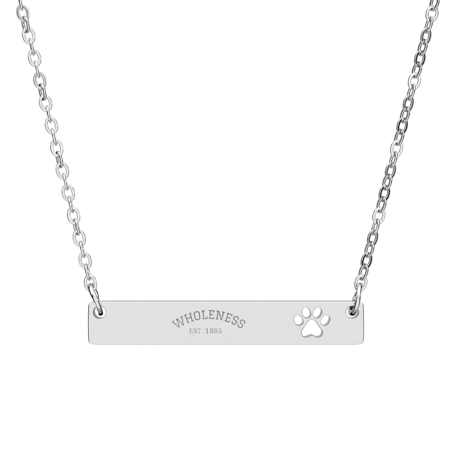 Paw Cutout Bar Necklace — Personalized Engraved Cat Paw Pendant