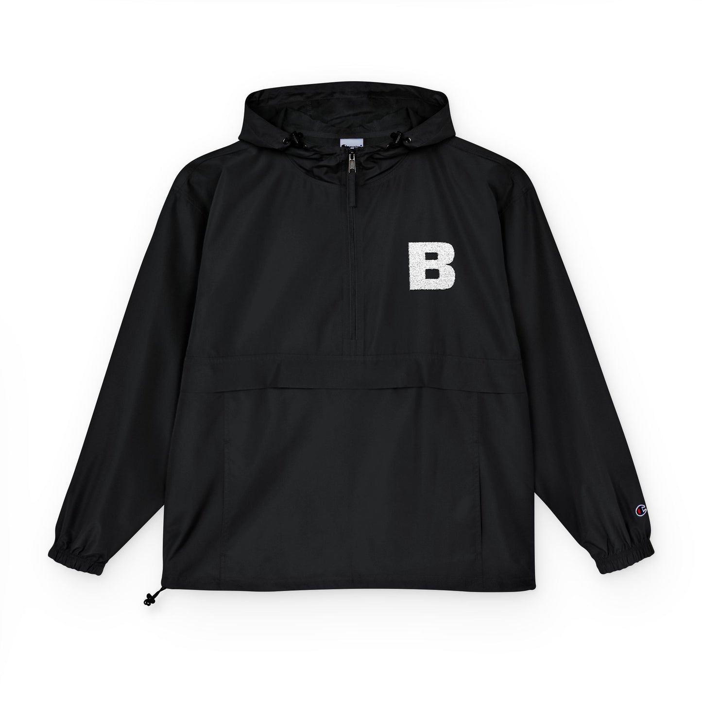 Black Packable Anorak Jacket with White 'B' Chest Logo