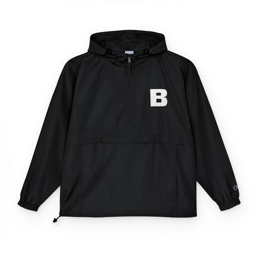 Black Packable Anorak Jacket with White 'B' Chest Logo