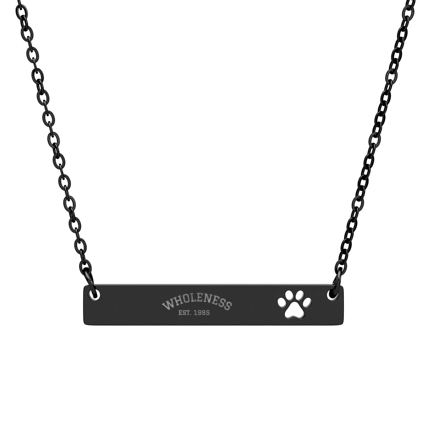 Paw Cutout Bar Necklace — Personalized Engraved Cat Paw Pendant