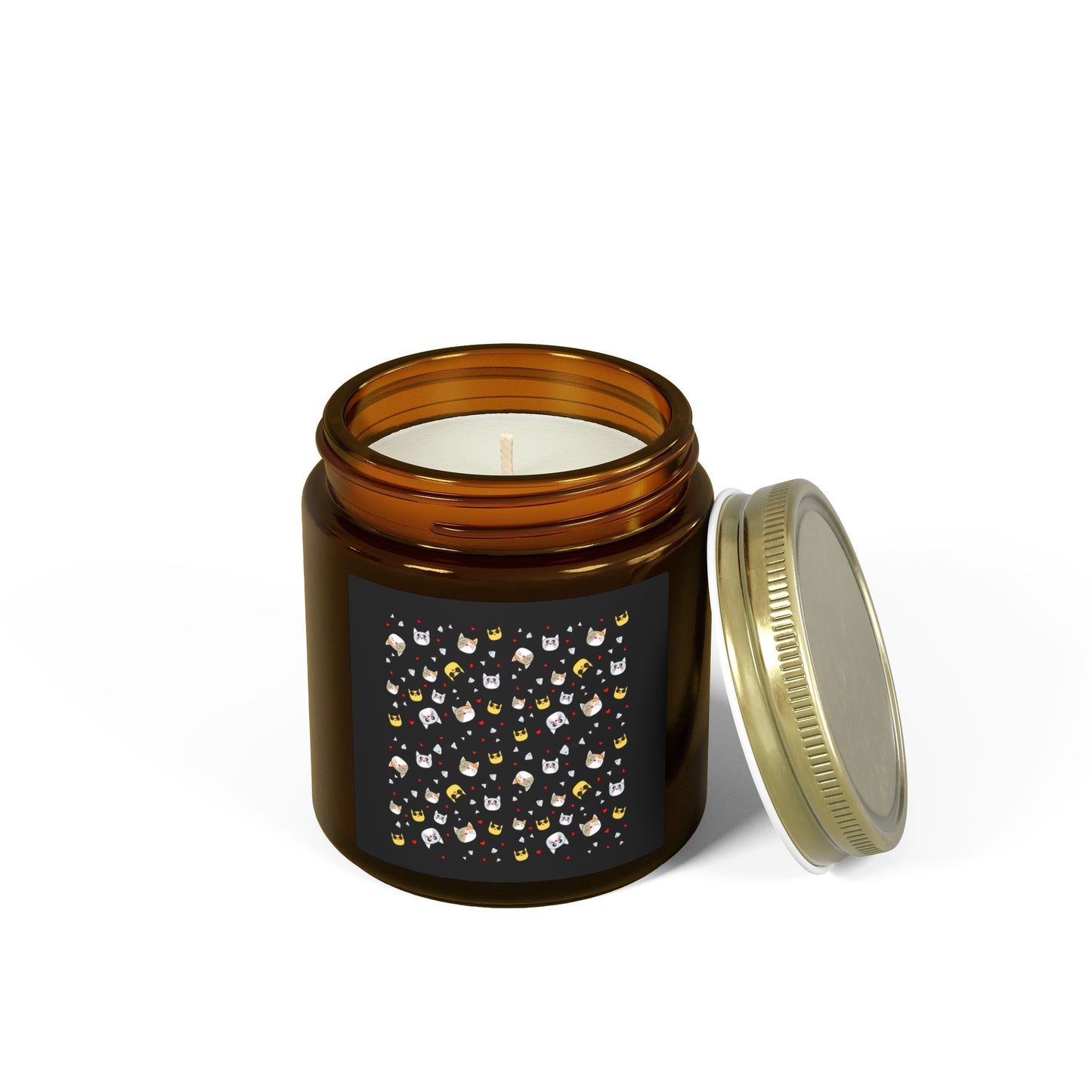Coconut Apricot Scented Candle (4oz/9oz) — Mini Jar with Cute Cat Pattern