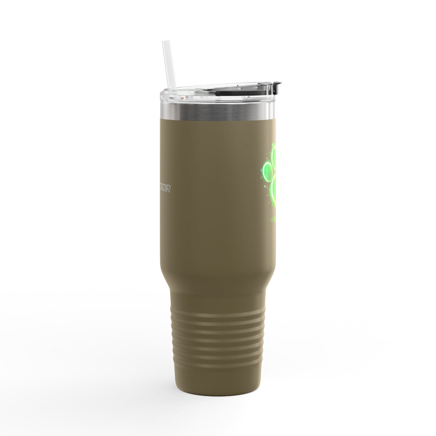 40oz Insulated Travel Mug – Neon Paw Heart Design | Pet Lover Tumbler