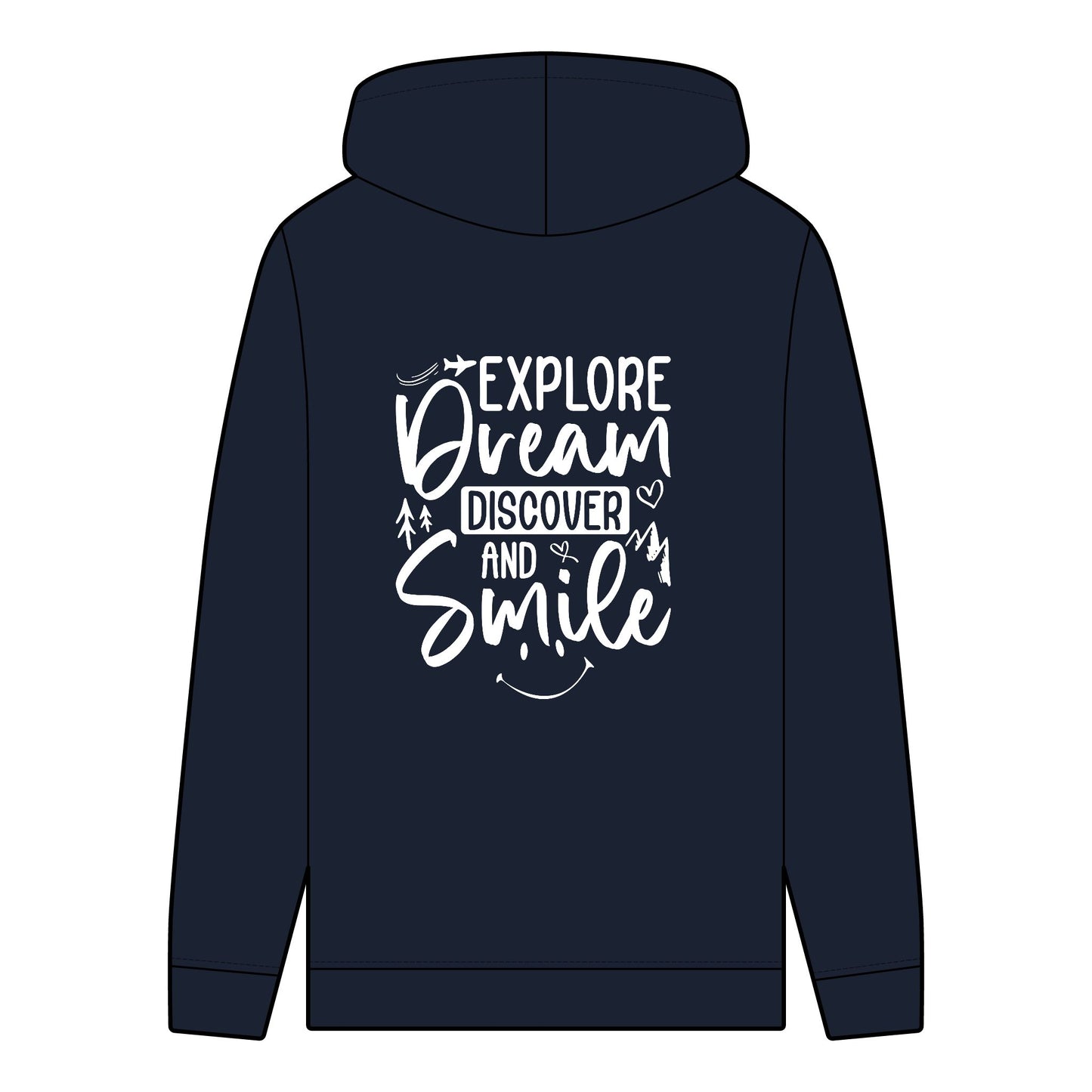 Men's Organic Hoodie - Explore, Dream, Discover, Smile