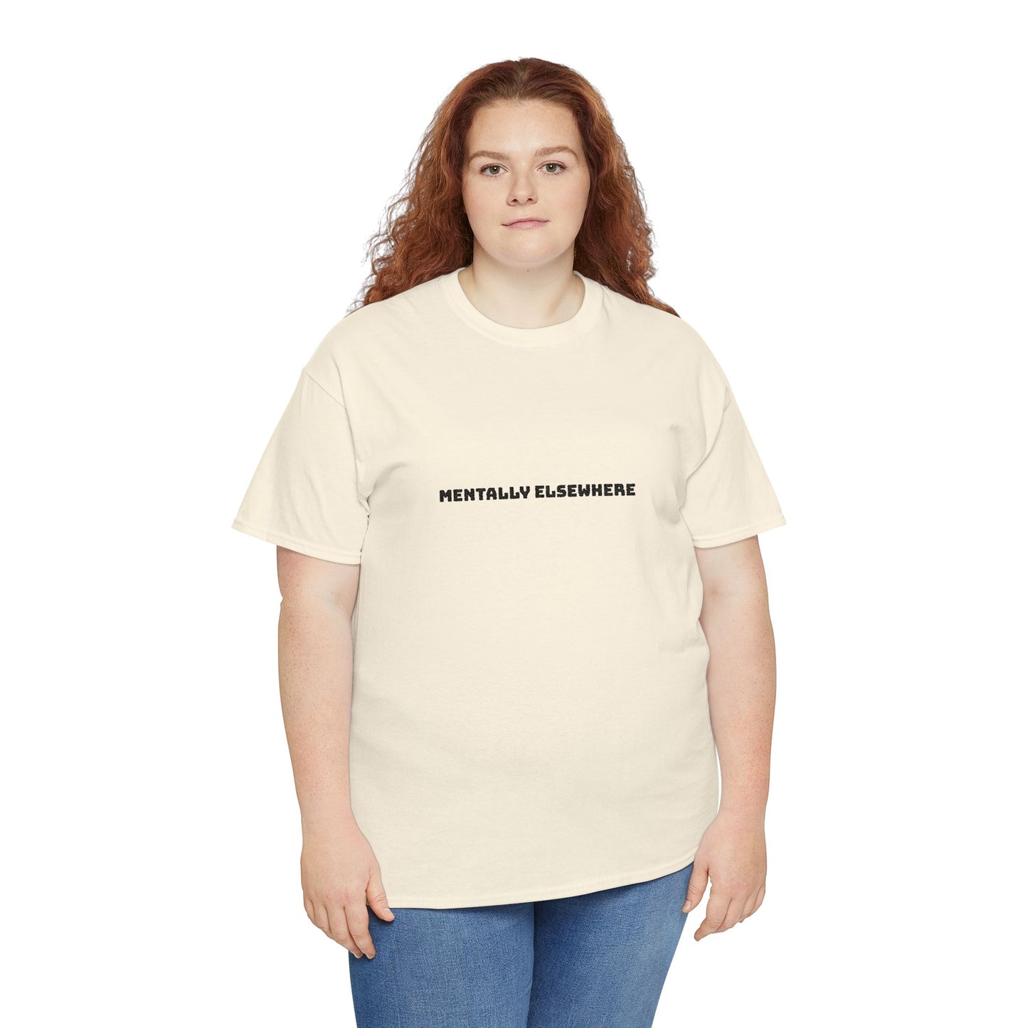Mentally Elsewhere Tee — Minimalist White Graphic T-Shirt