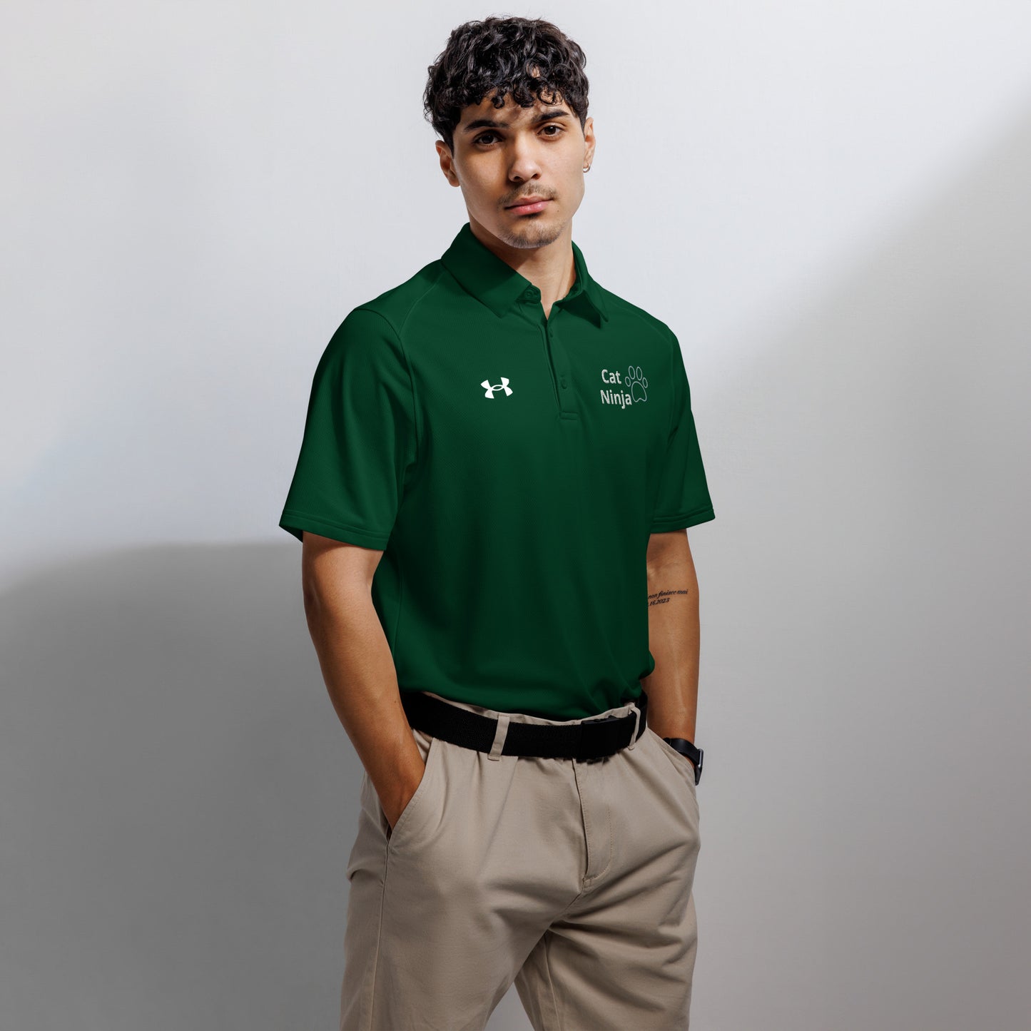 Under Armour Men’s Cat Ninja Performance Polo | Embroidered Tech Golf Shirt